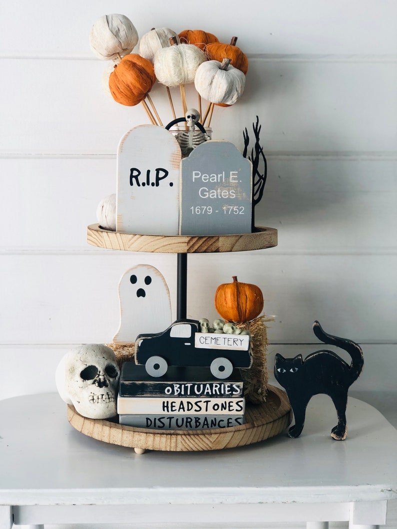 Spooky Halloween Tiered Tray Decor Faux Halloween Mini Book Etsy
