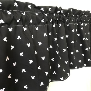 Cenefa hecha con material de cabeza de Mickey, cortina de Disney, cabeza de Mickey en blanco y negro para niño, juego, dormitorio, sala de estar, cocina, apartamento, decoración de ventana, regalo
