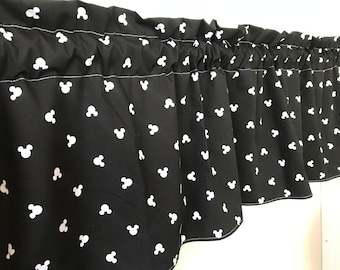Valance made with Mickey head material Disney curtain black white Mickey head kid,game, bedroom, living kitchen apartment window decor gift