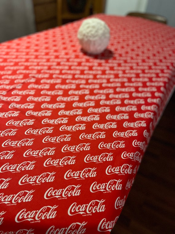 Table Cloth Made From Coca Cola Material. Red White 6 Foot Picnic