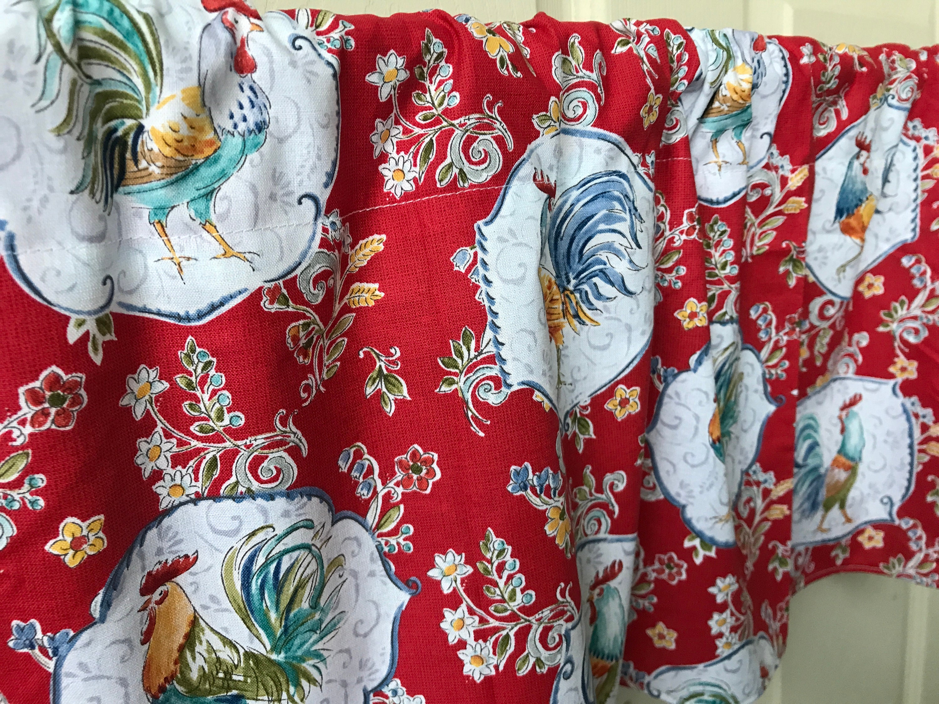 12 X 42 Rooster Valance Curtain Use in Kitchen Dining or Bedroom. Best Buys  on Etsy. Adorable. Professional Done. Red White Blue Green - Etsy