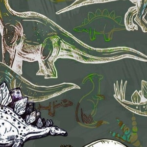 Dinosaurs valance 14” x 42” curtain watercolors green