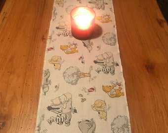 Winnie the Pooh. Pooh 9” x 42”  table runner. Nursery decor. Dresser doily. Couch topper.  Bench.  Foot of the bed. Baby shower