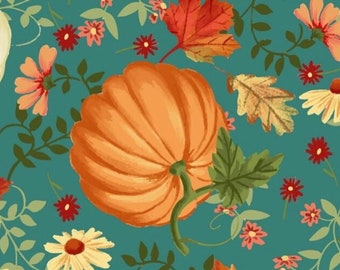 Cenefa de otoño con diseño de calabazas blancas, naranjas y verdes azulados, con motivos florales, adorable decoración para cocina, comedor y sala de estar, regalo de 20 x 107 cm, cortina plana, regalo de Acción de Gracias, adorable