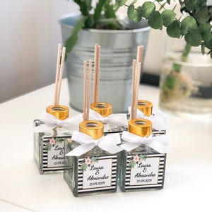 Diffuseur de roseaux, cadeaux de mariage uniques, idée cadeau baby shower, cadeaux de mariage personnalisés, cadeaux pour les invités, bâtons de parfum, cadeau de remerciement