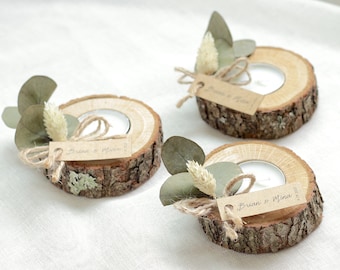 Wedding favors for guests, bulk gift, rustic wedding favor, personalized favor, wood tea light holder, eucalyptus decor, unique favor gift