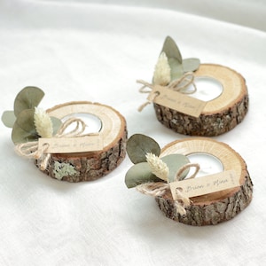 Wedding favors for guests, bulk gift, rustic wedding favor, personalized favor, wood tea light holder, eucalyptus decor, unique favor gift