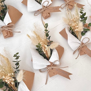 Mini buquê - Lembrancinhas de casamento para convidados - Buquê de flores secas magnéticas - Lembrança em massa