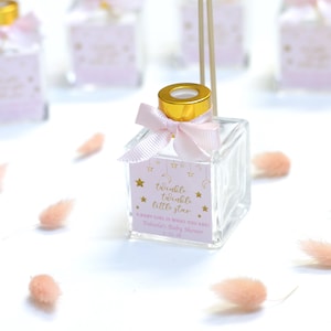 Baby shower favors for guests, reed diffuser bottle, twinkle twinkle little star, gifts for guest, unique pink favor, customize baptism gift