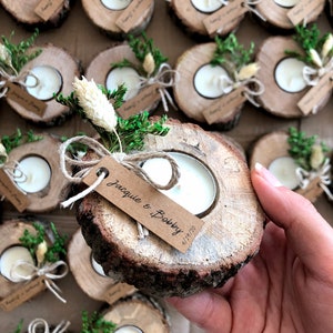 Wedding favors for guests, bulk gifts, rustic wedding favor, personalized favors, wood favors, tealight holder, unique gift, thank you gifts