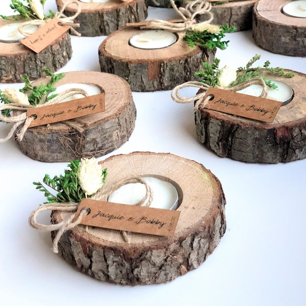 Wedding favors for guests, bulk gifts, rustic wedding favor, personalized favors, wood favors, tealight holder, unique gift, thank you gifts