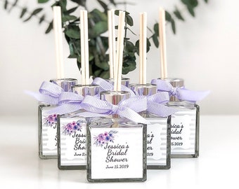 Reed diffuser, unique wedding favors, bridal shower gift idea, personalized baby shower favors, gifts for guests, lavender glass, bulk gifts