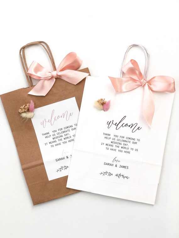 Welcome Bags for Wedding Guests, Personalized Kraft Welcome Party Gift Bag,  Welcome to Our Wedding Bag, Hotel Wedding Welcome Bags, Custom 