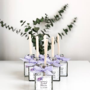 Reed diffuser, unique wedding favors, bridal shower gift idea, personalized baby shower favors, gifts for guests, lavender glass, bulk gifts image 6