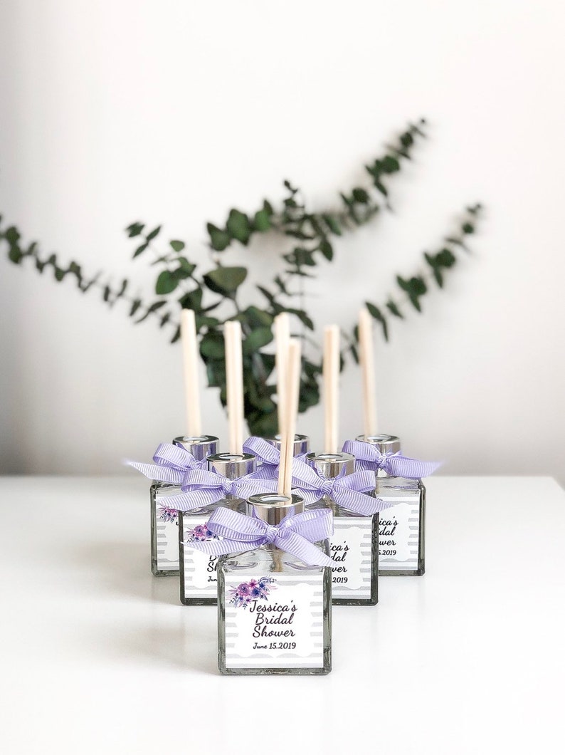 Reed diffuser, unique wedding favors, bridal shower gift idea, personalized baby shower favors, gifts for guests, lavender glass, bulk gifts image 6