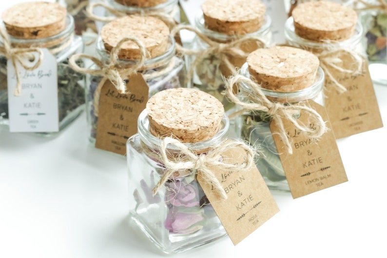 Wedding tea favors for guests, bulk gifts, rustic wedding favor, personalized favors, wood favors, tea jars, unique gift, thank you gifts image 3