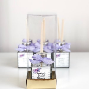 Reed diffuser, unique wedding favors, bridal shower gift idea, personalized baby shower favors, gifts for guests, lavender glass, bulk gifts image 9