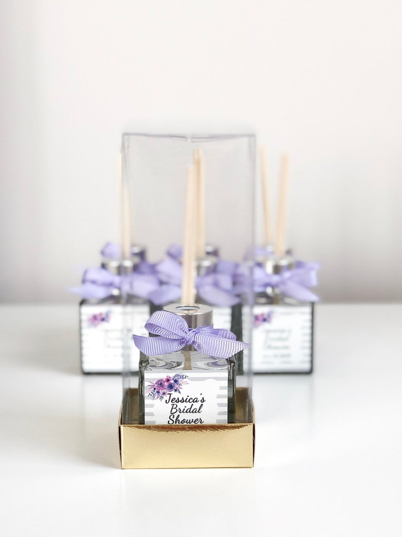 Reed diffuser, unique wedding favors, bridal shower gift idea, personalized baby shower favors, gifts for guests, lavender glass, bulk gifts image 9