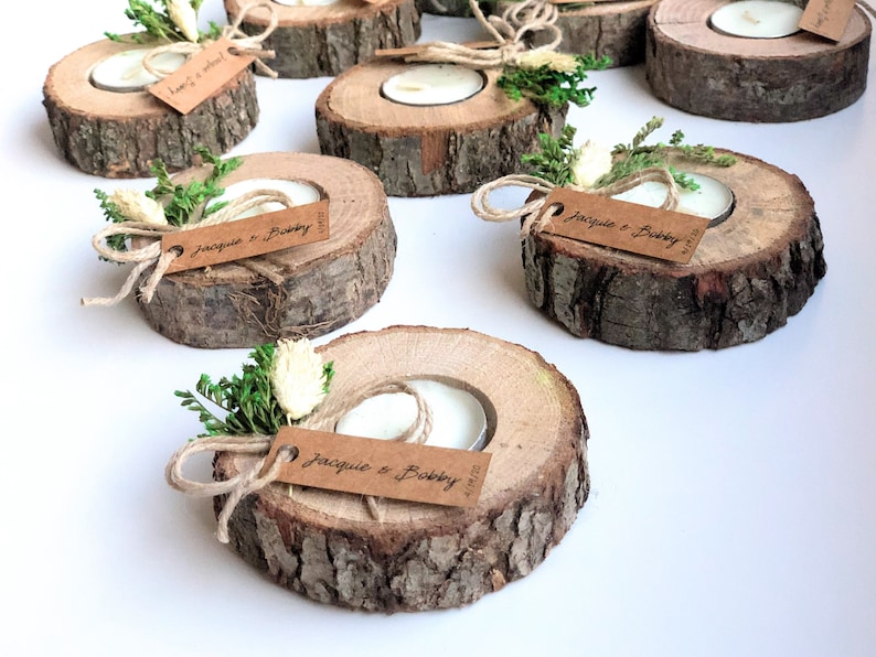 Wedding favors for guests, bulk gifts, rustic wedding favor, personalized favors, wood favors, tealight holder, unique gift, thank you gifts image 1