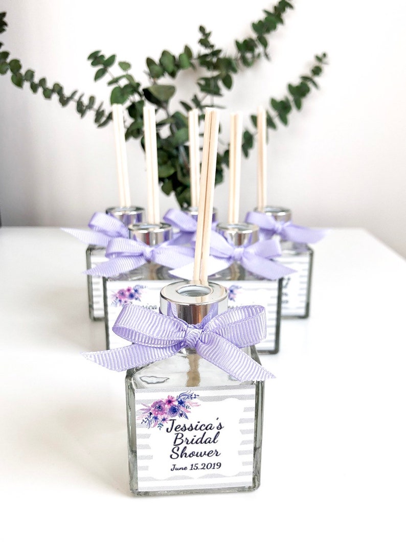 Reed diffuser, unique wedding favors, bridal shower gift idea, personalized baby shower favors, gifts for guests, lavender glass, bulk gifts image 5