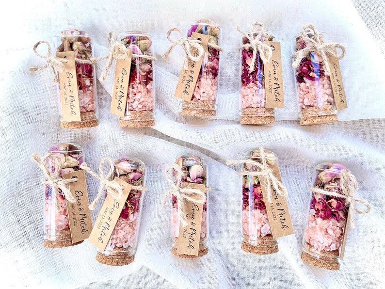 Rose Bath Salt Gift Wedding Favors for Guest Pink Etsy