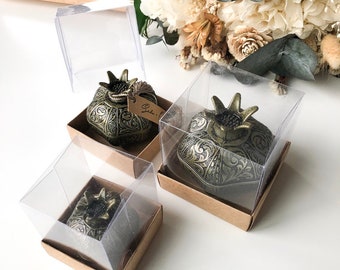Antique gold wedding favors for guests, unique wedding favor boxes, engagement party favors, baby shower, elegant wedding, pomegranate box