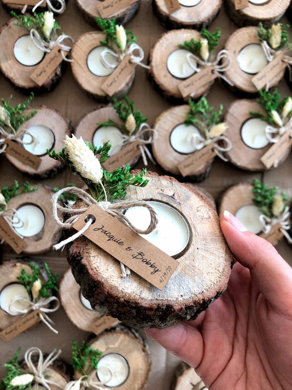 Detalles de boda para invitados regalos a granel portavelas de madera con  flores secas -  México