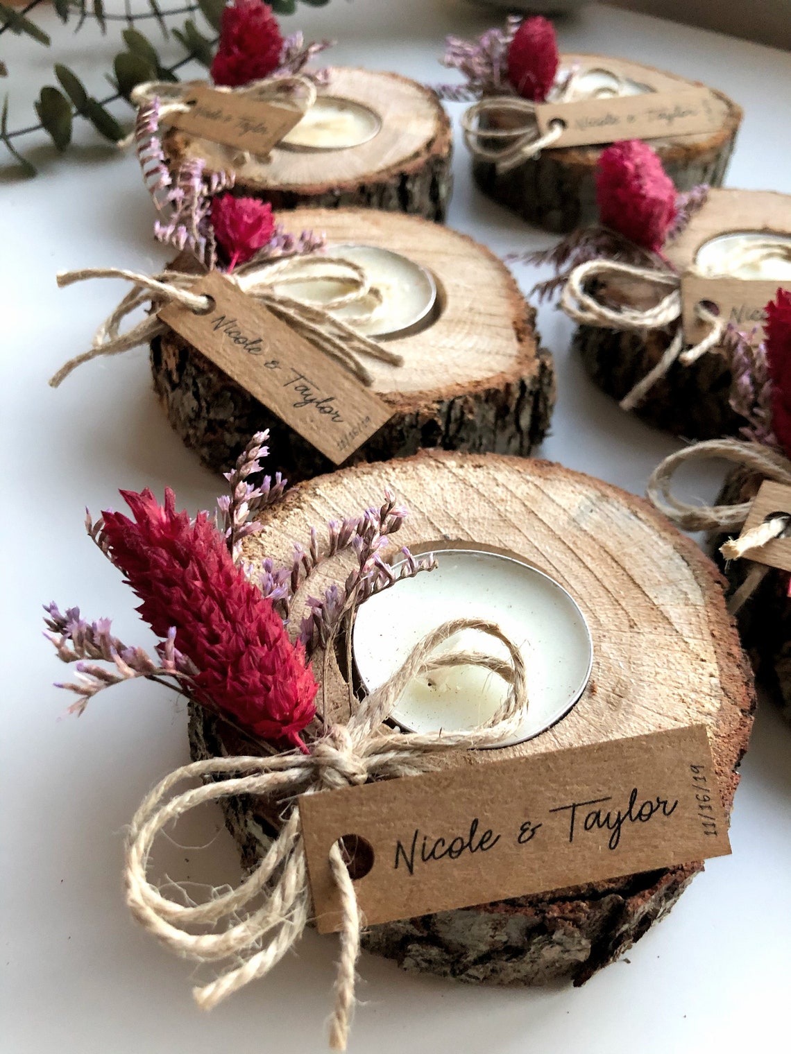 Corazones De Madera Natural Grabados – Favores De Boda Personalizados Rústicos – Regalo Para Invitados