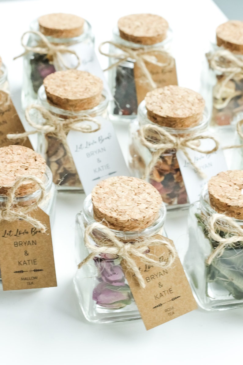 Wedding tea favors for guests, bulk gifts, rustic wedding favor, personalized favors, wood favors, tea jars, unique gift, thank you gifts image 5