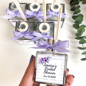 Reed diffuser, unique wedding favors, bridal shower gift idea, personalized baby shower favors, gifts for guests, lavender glass, bulk gifts image 8