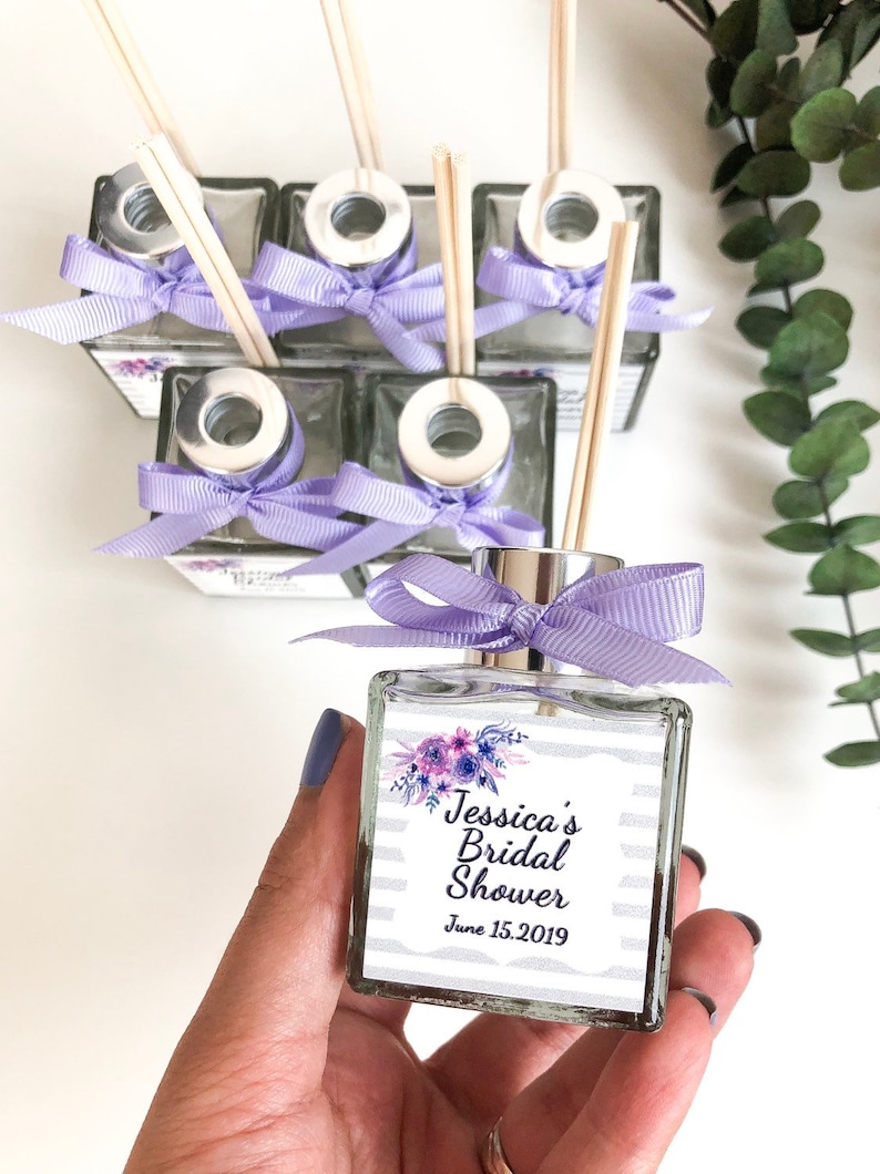 Reed diffuser, unique wedding favors, bridal shower gift idea, personalized baby shower favors, gifts for guests, lavender glass, bulk gifts image 8