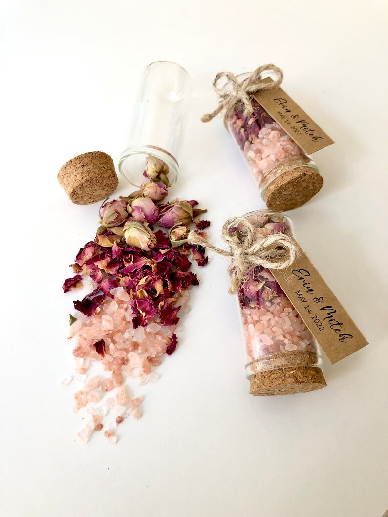Rose Bath Salt Gift Wedding Favors for Guest Pink Etsy