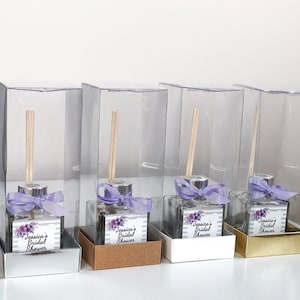 Reed diffuser, unique wedding favors, bridal shower gift idea, personalized baby shower favors, gifts for guests, lavender glass, bulk gifts image 7