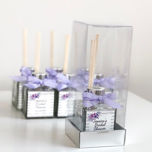 Reed diffuser, unique wedding favors, bridal shower gift idea, personalized baby shower favors, gifts for guests, lavender glass, bulk gifts image 2