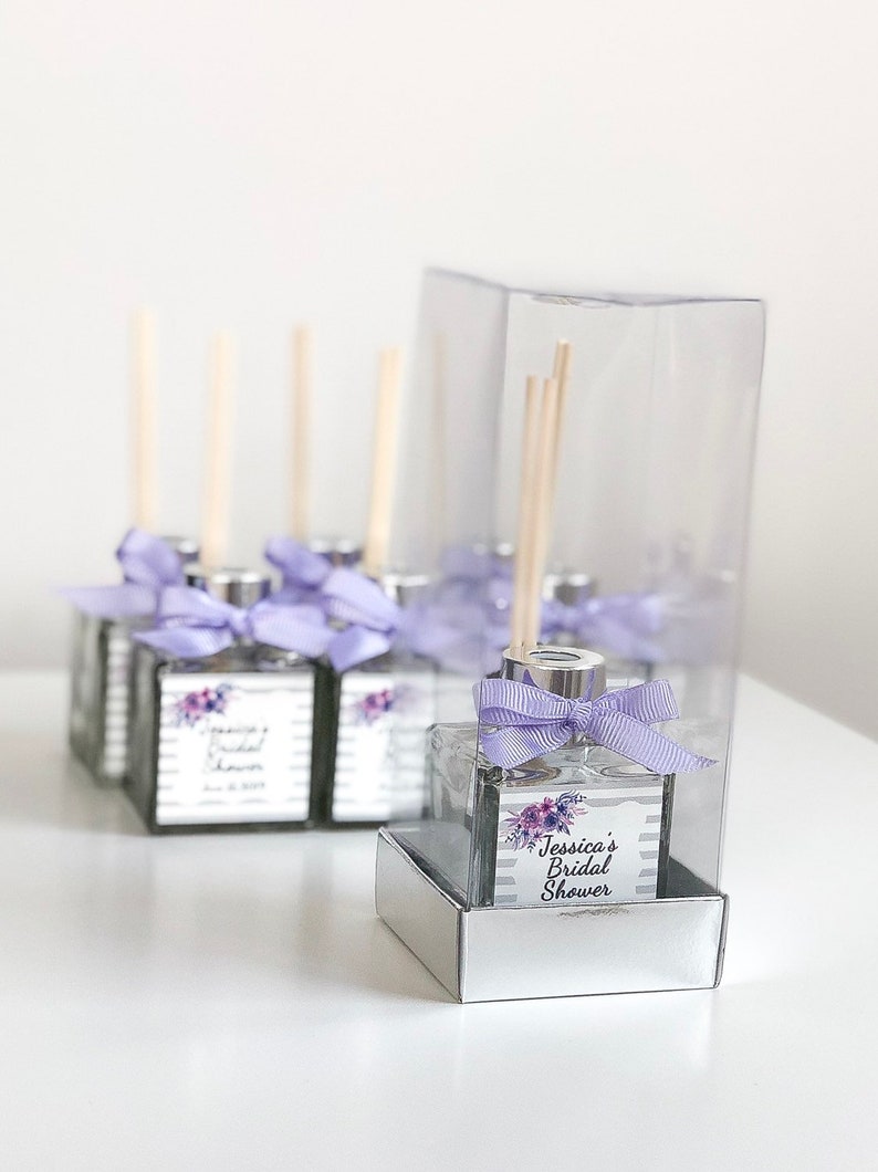 Reed diffuser, unique wedding favors, bridal shower gift idea, personalized baby shower favors, gifts for guests, lavender glass, bulk gifts image 2