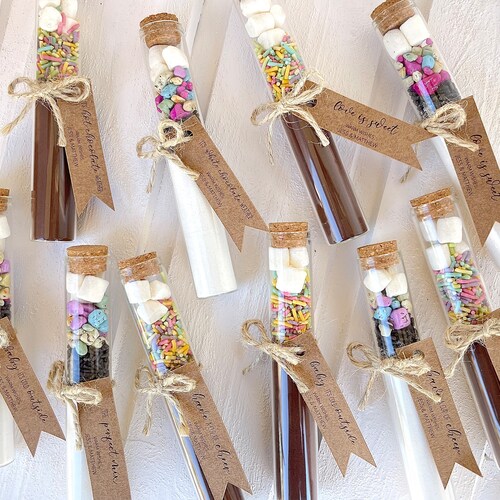 24-Pack Hot Chocolate Test Tube Favors - 2 Oz Plastic Tubes With Cork & Thank You Tags, Perfect For Wedding & Party Gifts