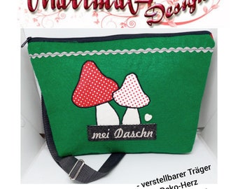 Trachtentasche  grün  mei Daschn   Dirndltasche  Filztasche  Pilze  Schwammerl  Oktoberfest  Wiesntasche  Volksfest