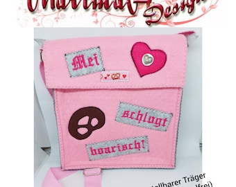 Trachtentasche  Dirndltasche rosa        Mei Herz schlogt boarisch!  Volksfest  Breze  Brezel  Oktoberfest  Filztasche  Wiesn