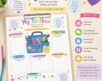 My Toolbox Coping Skills Activity for Kids | Emotional Regulation & Calm Down Printable