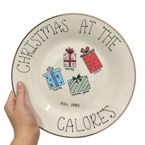 Customizable family christmas plate