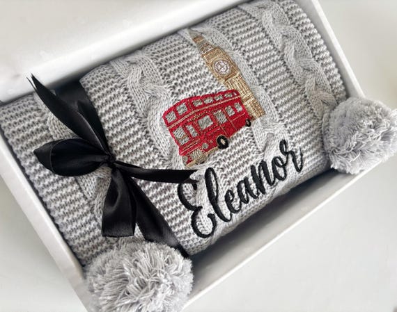 London Double Decker Bus Baby Blanket 30x40 Inches - Soft Flannel Cotton Personalized Blanket