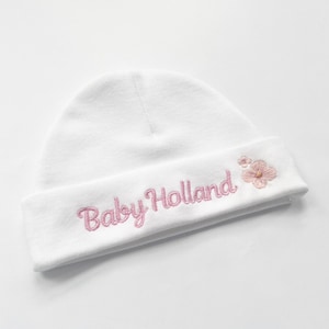 Personalised embroidered baby hat, new born hat, hospital hat, baby shower gift, custom gift, personalised baby hat, baby boy, baby girl,mum