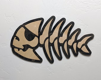 Pirate Fish Wood Sign Wall Art - Church of Flying Spaghetti Monster