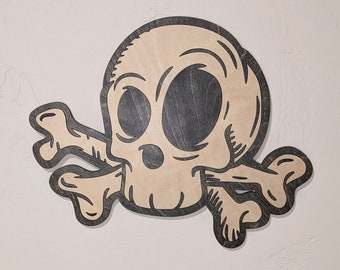 Skull and Crossbones Wood Sign Wall Art