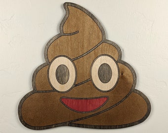 Poop Emoji Wood Sign Wall Art