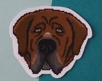 Tosa Inu 8-Bit Vinyl sticker, Japanese Mastiff dog pixel and 16-bit laptop standing dog, notebook and stationery stickers