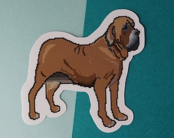 Fila Brasileiro Mastiff 8-bit Vinyl sticker, Brazilian Mastiff dog pixel and 16-bit laptop standing dog notebook and stationery stickers