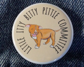 Pit bull Pinback Button 1.50 inch, Red nose Pittie Am Staff Red Nose Puppy cartoon dog Itty Bitty Committee pin