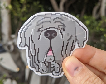 Neapolitan Mastiff 8-Bit Vinyl water resistant Sticker, Mastiff dog Pixel 16-bit sticker for laptop and notebooks