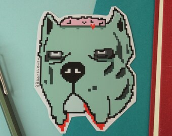 Cane Corso Zombie Pixel Vinyl Sticker, Italian Mastiff Pixel 8-bit sticker for laptop